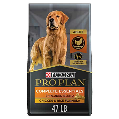 Purina Pro Plan High Protein Dog Food With Probiotics for Dogs, Shredded Blend Chicken & Rice Formula – 47 lb. Bag