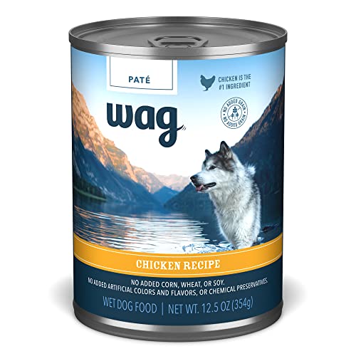 Amazon Brand – Wag Pate Canned Dog Food, Chicken Recipe, 12.5 Ounce (Pack of 12)