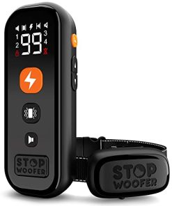 STOPWOOFER [New 2023] – Shock Collar for Dogs (7-120 Lbs) – Dog Training Collar with Remote for Small Medium Large Dogs with Beep, Vibration, Safe Shock Modes – Waterproof Rechargeable