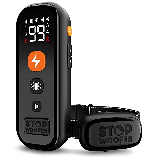 STOPWOOFER [New 2023] – Shock Collar for Dogs (7-120 Lbs) – Dog Training Collar with Remote for Small Medium Large Dogs with Beep, Vibration, Safe Shock Modes – Waterproof Rechargeable