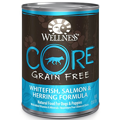 Wellness CORE Natural Wet Grain Free Canned Dog Food, Whitefish, Salmon & Herring, 12.5-Ounce Can (Pack of 12)