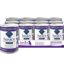 Blue Buffalo Basics Skin & Stomach Care, Grain Free Natural Adult Wet Dog Food, Turkey 12.5-oz cans (Pack of 12)