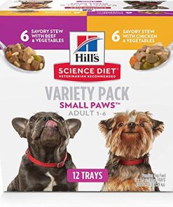 Hill’s Science Diet Adult Small Paws Wet Dog Food Variety Pack, Chicken & Vegetables, Beef & Vegetables, 3.5 oz. Cans, 12-Pack