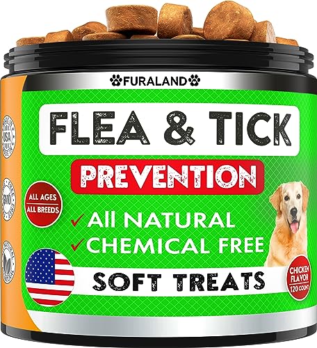 Flea and Tick Prevention for Dogs Chewables – Made in USA – Natural Flea and Tick Supplement for Dogs Chews- Oral Flea Pills for Dogs – No Mess | No Collars – All Breeds and Ages – Tasty Soft Tablets