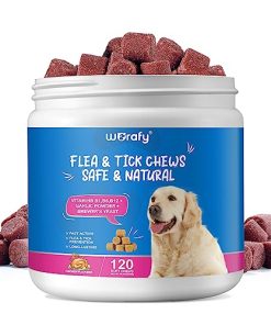 Dog Flea and Tick Prevention Chewables – Safe and Natural Flea & Tick Control for Dogs – Oral Flea Pills Dog Supplement for All Ages All Breeds – 120 Soft Tablets Chewable