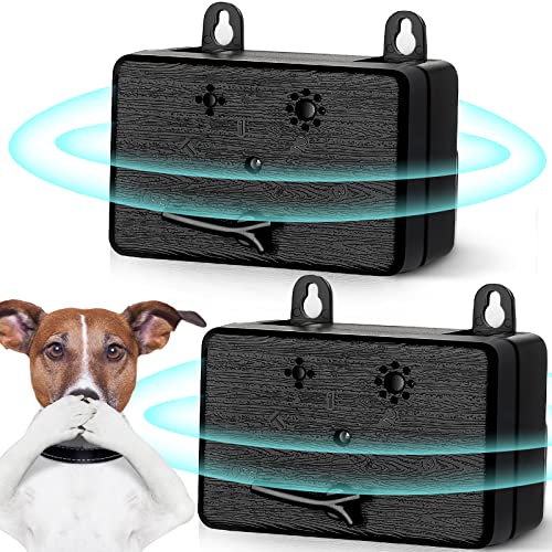 2 Pack Anti Barking Device Ultrasonic Dog Barking Deterrent Device Dog Bark Control Devices 50 ft Range for Outdoor Indoor Ultrasound Silencer No Bark Training Control Device Security for Dogs (Black)