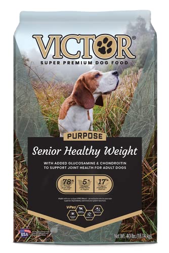 Victor Super Premium Dog Food – Purpose – Senior Healthy Weight – Gluten Free Weight Management Dry Dog Food for Senior Dogs with Glucosamine and Chondroitin, for Hip and Joint Health, 40lbs