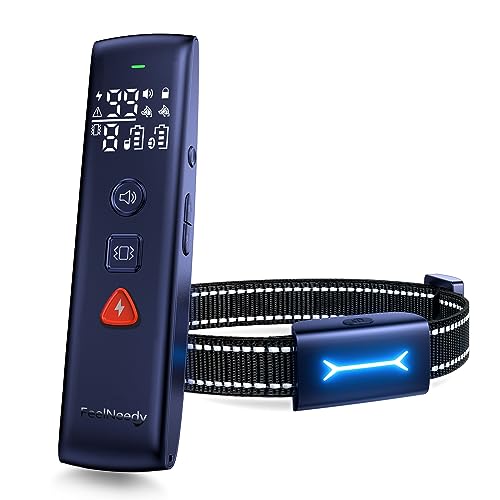 Dog Shock Collar, FEELNEEDY Shock Collar for Large Dog with Remote Long-Distance Reminder Dog Training Collar with 3 Training Modes, 2600FT Waterproof E Collar for Dog Training, Navy Blue