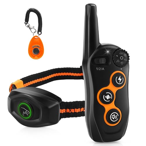 Bark Collar, Automatic Bark and Dog Training Collar Combo, Dog Shock Collar with Remote 1300Ft, 3 Training Modes and 99 Adjustable Levels Waterproof E-Collar for Small, Medium, Large Dogs