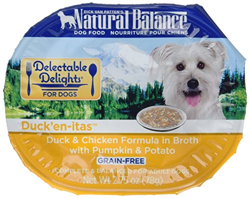 Natural Balance Delectable Delights Grain-Free Duck’en-itas – Duck & Chicken in Broth with Pumpkin & Potato | Adult Wet Dog Food | 2.75-oz. Cup (Pack of 24)