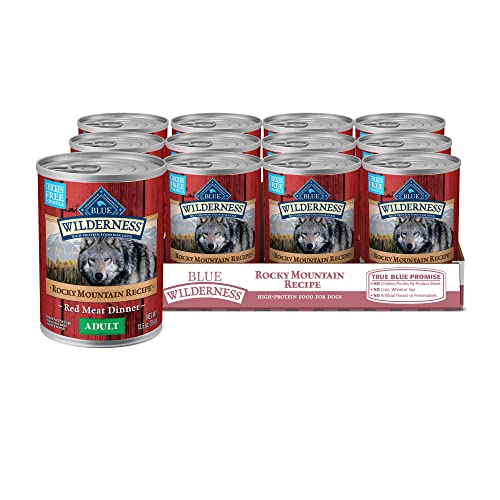 Blue Buffalo Wilderness Rocky Mountain Recipe High Protein, Natural Adult Wet Dog Food, Red Meat 12.5-oz cans (Pack of 12)