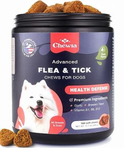 CHEWIA Flea & Tick Prevention Chews for Dogs – 180 Soft Duck Flavor Chews – Natural Dog Flea and Tick Supplement – Flea and Tick Prevention Pet Supplies for Dogs of All Breeds, Ages & Sizes