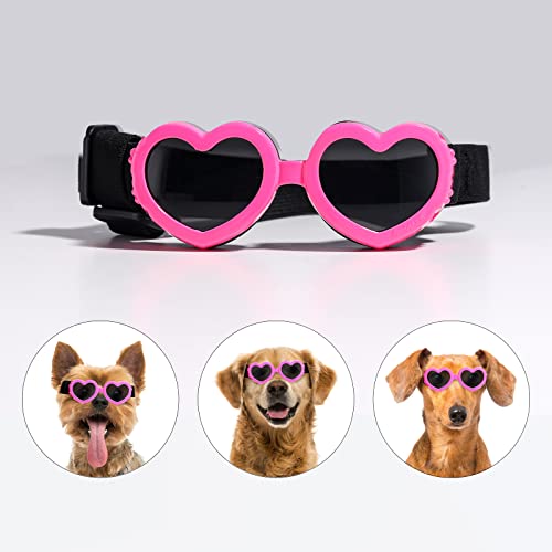 NVTED Small Dog Goggles UV Protection Doggy Sunglasses, Eye Wear Protection with Adjustable Strap Waterproof Dogs Pet Sun Glasses (Pink)