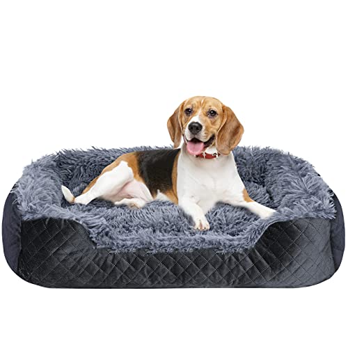 Titwest Dog Beds for Medium Dogs, Soft Fluffy Plush Rectangle Dog Bed, Machine Washable Dog Bed, Warming and Breathable Pet Sofa, Comfortable Orthopedic Dog Bed for Medium Dogs