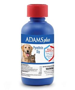 Adams Plus Pyrethrin Dip For Dogs and Cats | Kills and Repels Fleas, Ticks, Lice, Gnats, Mosquitoes and Flies | 4 Fl Oz
