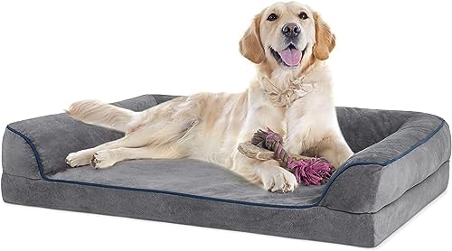 Sicilaien Dog Beds for Extra Large Dogs, Orthopedic Sofa Dog Bed with Removable Washable Cover&Nonskid Bottom, 7″ Thick Head and Neck Support Dog Ded for Comfortable Sleep