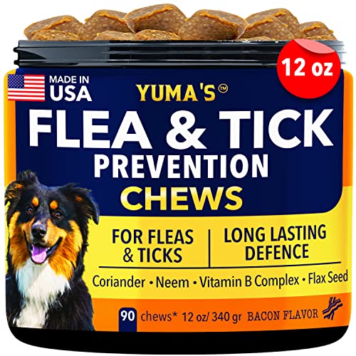 Flea and Tick Prevention for Dogs Chewables – All Natural Dog Flea & Tick Control – for All Breed Sizes, Coriander, Neem. Flax Seed and Vitamins Complex for Flea and Tick Prevention for Dogs