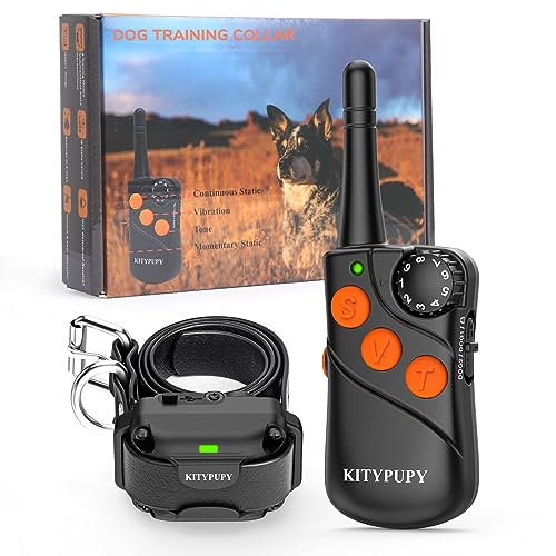 Dog Training Collar-Dog Shock Collar with Remote for Large Medium Small Dogs, Waterproof Rechargeable E Collar 1500FT with Tone,Vibration, Momentary Static, Continuous Static, Safety Keypad Lock