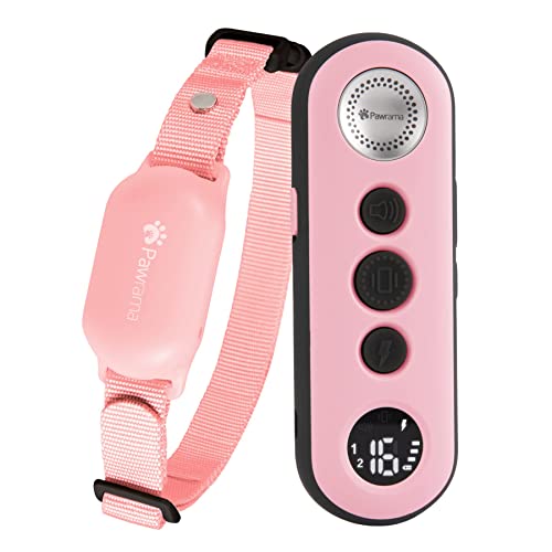 Pawrama Dog Shock Collar, Electric Dog Training Collar with Remote 3000Ft, Rechargeable IPX7 Waterproof Vibrating Dog Collar with 3 Training Modes for Small Medium Large Dogs 8-120lbs (Pink)