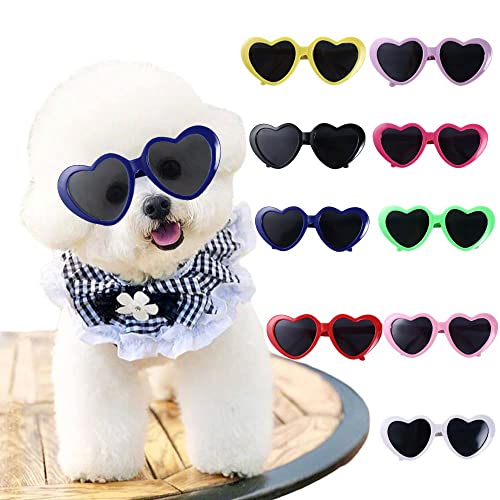 9 Pcs Cat Dog Sunglasses Cute Heart Pet Glasses Eye-Wear Pets Party Decor Photos Props Cosplay Glasses Pet Accessoires for Small Cat