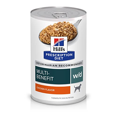 Hill’s Prescription Diet w/d Multi-Benefit Digestive/Weight/Glucose/Urinary Management with Chicken Wet Dog Food, Veterinary Diet, 13 oz. Cans, 12-Pack