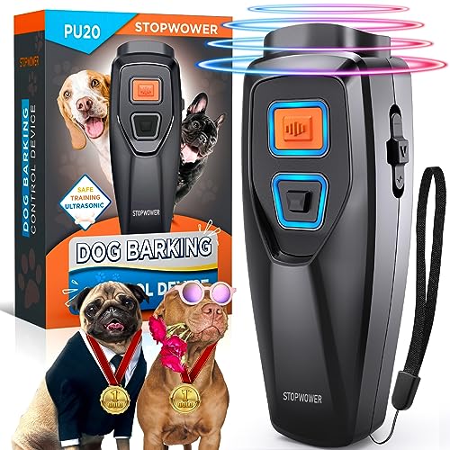 Anti Barking Device, Dog Bark Deterrent Devices with Dual Sensor Safe for Human & Dogs, Best Behavior Aid with 3 Modes, Stops Bad Behavior: Fighting, Barking, Biting, No Need to Yell or Collar