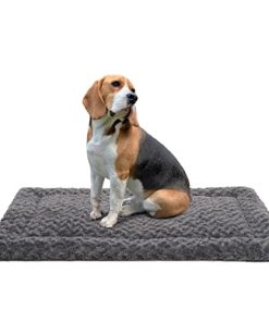 Washable Dog Bed Mat Reversible Dog Crate Pad Soft Fluffy Pet Kennel Beds Dog Sleeping Mattress for Large Jumbo Medium Small Dogs, 35 x 22 Inch, Gray