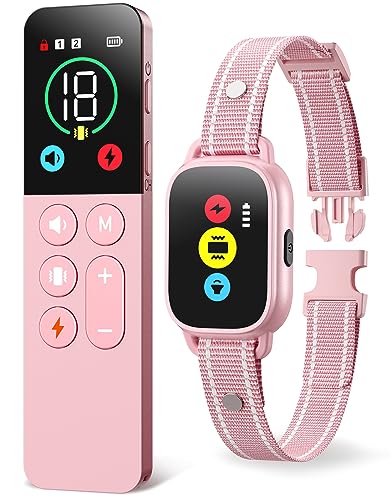 Evuime Dog Training Collar with Remote, Smart Dog Shock Collar with 3 Training Modes and Training Icons, Waterproof Electric Dog Shockers for Large and Medium Dogs (8-120 LBS) (Pink)