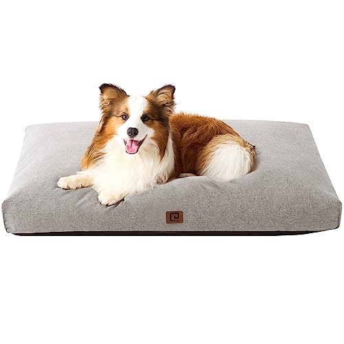 EHEYCIGA Shredded Memory Foam Dog Beds for Extra Large Dogs, Waterproof Orthopedic XL Dog Bed for Crate with Washable Removable Cover, Pet Bed Dog Mattress Dog Pillow with Non-Slipped Bottom, Grey