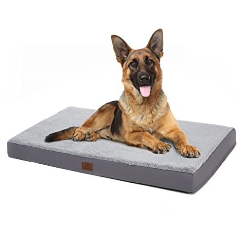 Eterish Extra Large Orthopedic Bed for Medium, Large, Extra Large Dogs up to 100 lbs, 4 inches Thick Egg-Crate Foam Bed with Removable Cover, Pet Bed Machine Washable, Grey