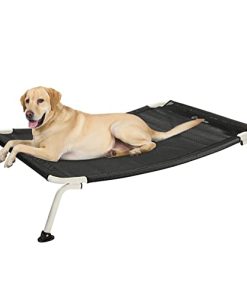 Veehoo Curved Cooling Elevated Dog Bed, White Frame Outdoor Raised Dog Cot, Chew Proof Pet Bed with Washable & Breathable Textilene Mesh, Non-Slip Feet for Indoor & Outdoor, X-Large, Black
