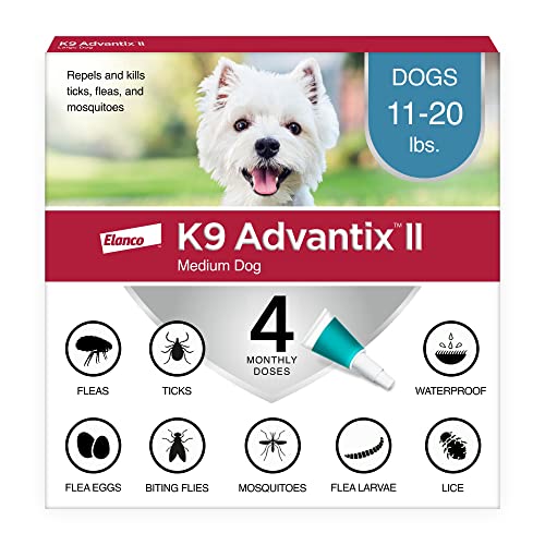 K9 Advantix II Medium Dog Vet-Recommended Flea, Tick & Mosquito Treatment & Prevention | Dogs 11-20 lbs. | 4-Mo Supply