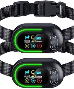 2 Pack Dog Bark Collar, Upgraded LED Screen Dog Shock Collars for Large/Medium/Small Dogs, Rechargeable Anti Barking Collar with Shock/Vibration/Beep
